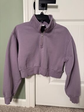 Aritzia Cropped Half-Zip Pullover - Lavender Mauve